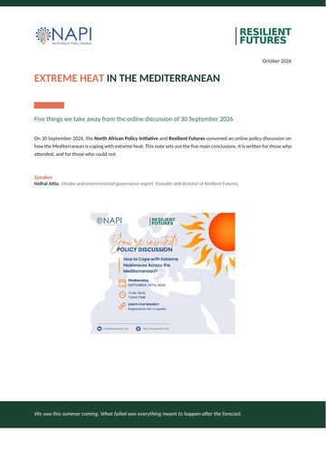 Couverture — Extreme Heat in the Mediterranean, note NAPI et Resilient Futures